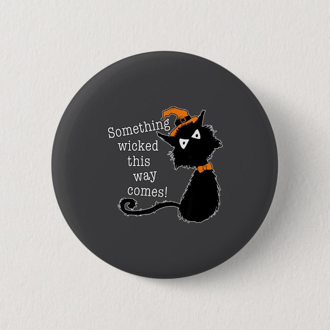 Chapa Redonda De 5 Cm Funny Halloween Cat - Shakespeare Macbeth Quote  (Anverso)