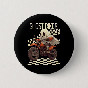 Chapa Redonda De 5 Cm Funny Halloween Fantasma Biker En Motocicleta