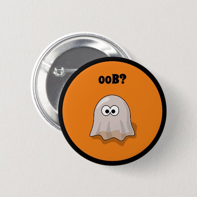 Chapa Redonda De 5 Cm Funny Halloween Ghost Says Boo Backwards (Anverso y reverso)