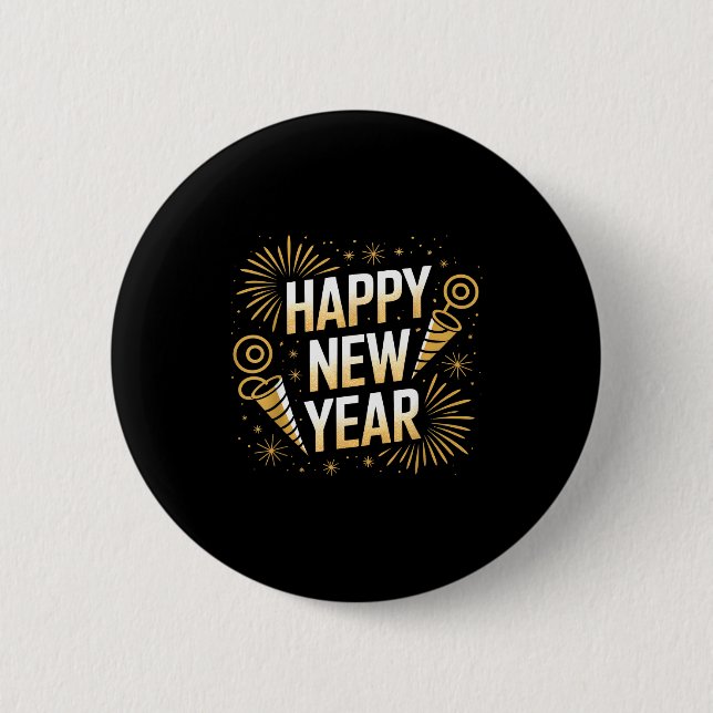 Chapa Redonda De 5 Cm Funny Happy New Year Couple Matching  (Anverso)