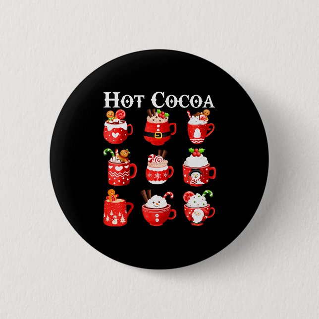 Chapa Redonda De 5 Cm Funny Hot Cocoa Santa Elf C Merry Christmas Pajama (Anverso)