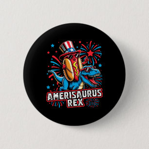 Chapa Redonda De 5 Cm Funny Hotdog T Rex Dinosaur 4 De Julio Amerisauru