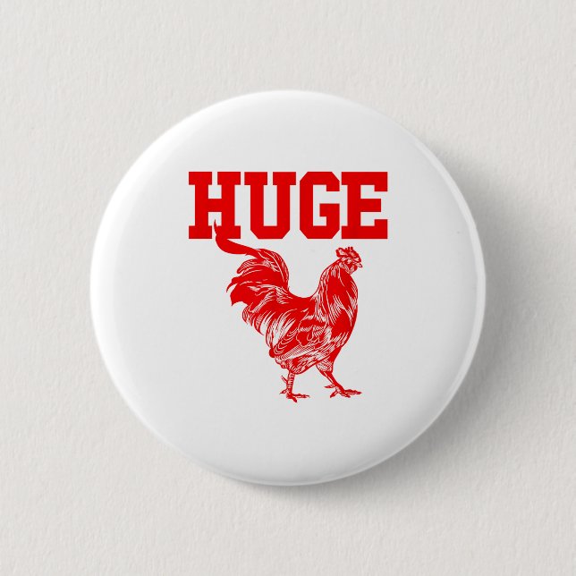 Chapa Redonda De 5 Cm Funny Huge Mens Rooster Graphic  (Anverso)
