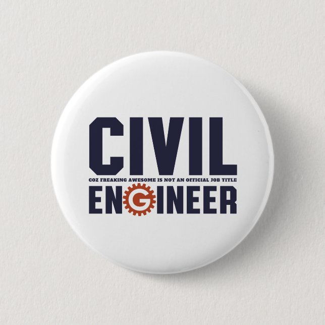 Chapa Redonda De 5 Cm Funny Ingeniero Geek Humor Ingeniero Civil Trabajo (Anverso)