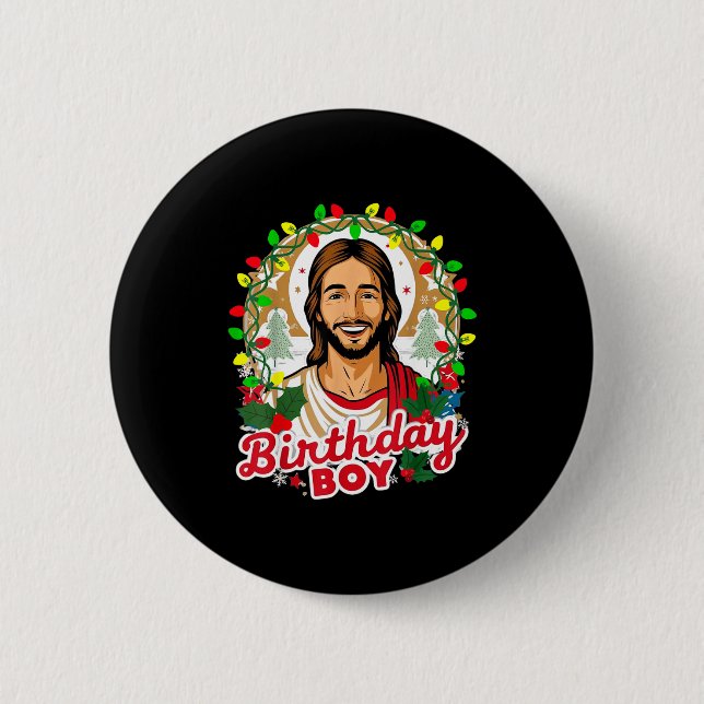 Chapa Redonda De 5 Cm Funny Jesus Birthday Boy Christmas Xmas Holiday Ug (Anverso)