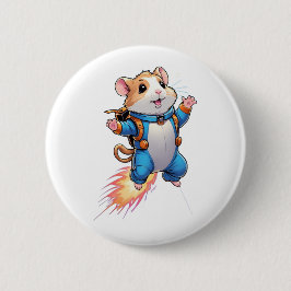 Chapa Redonda De 5 Cm Funny Jetpack Hamster Pin | Cartoon Animal Badge