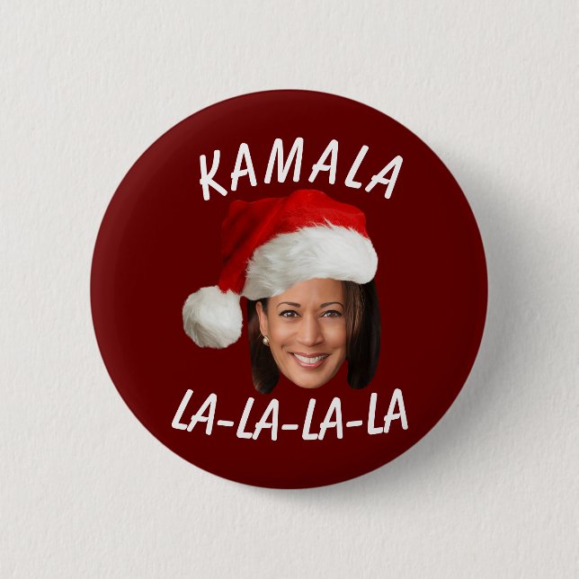Chapa Redonda De 5 Cm Funny Kamala Harris Navidades de Santa Hat (Anverso)