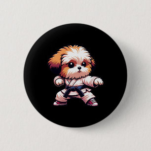Chapa Redonda De 5 Cm Funny Karate Bolonka Humor de perro Artes Marciale