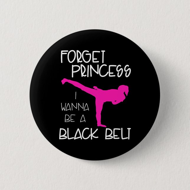 Chapa Redonda De 5 Cm Funny Karate Chica de la camiseta Black Belt Marti (Anverso)