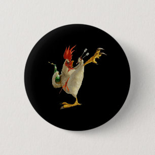 Chapa Redonda De 5 Cm Funny Karate Chicken Acción de diseño de humor