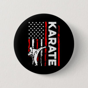 Chapa Redonda De 5 Cm Funny Karate Design 4 De Julio Bandera Estadounide