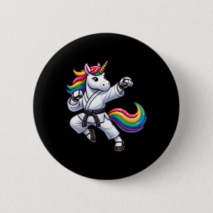 Chapa Redonda De 5 Cm Funny Karate Unicorn Chicas de atletas del cinturó