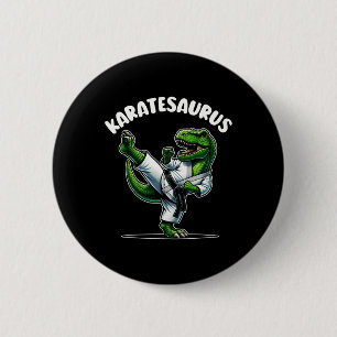 Chapa Redonda De 5 Cm Funny Karatesaurus Dinosaur T Rex En Karate Gi Bla