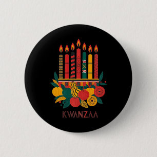Chapa Redonda De 5 Cm Funny Kinara Siete Velas Kwanzaa Celebración 1