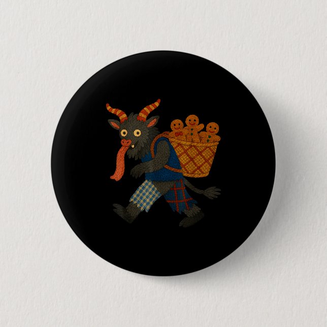 Chapa Redonda De 5 Cm Funny Krampus Gingerbread Yarn Art Creepy Holiday  (Anverso)