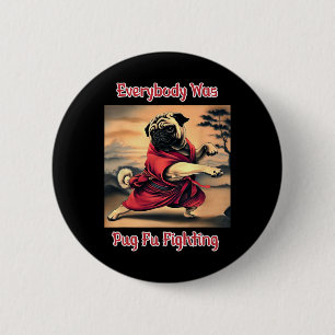 Chapa Redonda De 5 Cm Funny Kung Fu Pug Cute Karate Pug Humorístico Tee 