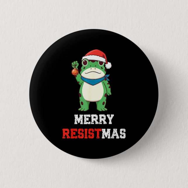 Chapa Redonda De 5 Cm Funny Litical Frog Christmas Merry Resistmas 2025  (Anverso)
