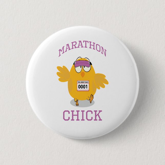 Chapa Redonda De 5 Cm Funny Marathon Chick (Anverso)