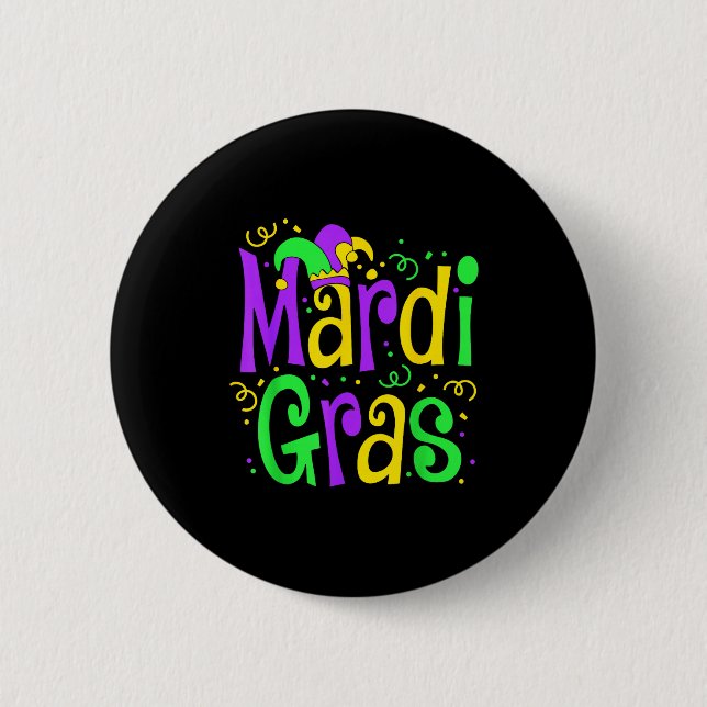 Chapa Redonda De 5 Cm Funny Mardi Gras Parade Outfit Jester Hat Men Wome (Anverso)