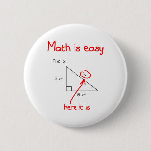 Chapa Redonda De 5 Cm Funny Math es Fácil aquí es x algebra clever stu