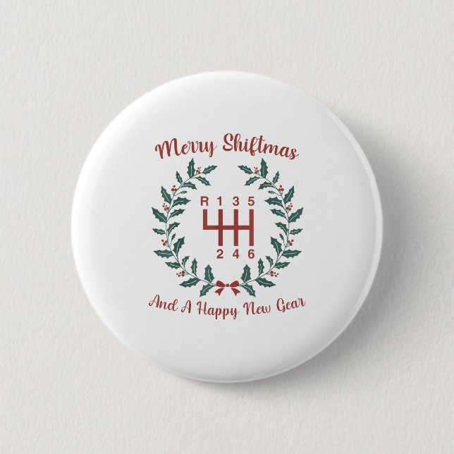 Chapa Redonda De 5 Cm Funny Merry Shiftmas And A Happy New Quote Mechani (Anverso)