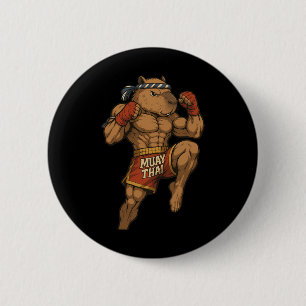 Chapa Redonda De 5 Cm Funny Muay Thai Capybara Artes marciales de boxeo 