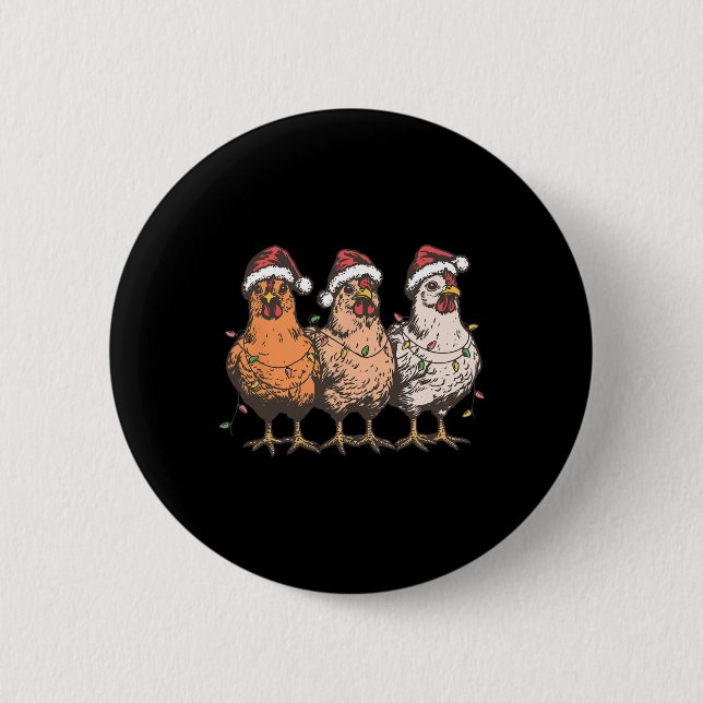 Chapa Redonda De 5 Cm Funny Navidades de pollo Gorra alumbran granja de  (Anverso)