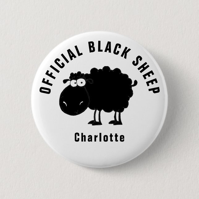 Chapa Redonda De 5 Cm Funny Official Black Sheep (Anverso)