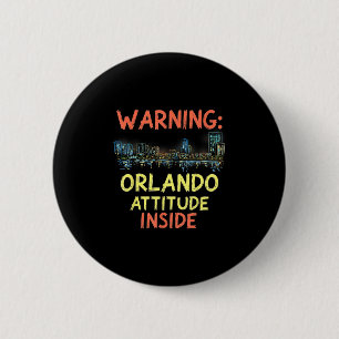 Chapa Redonda De 5 Cm Funny Orlando Florida Night Skyline Vintage
