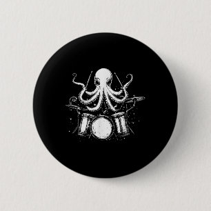 Chapa Redonda De 5 Cm Funny Otopus Drummer Drummer Drumming Music Lover