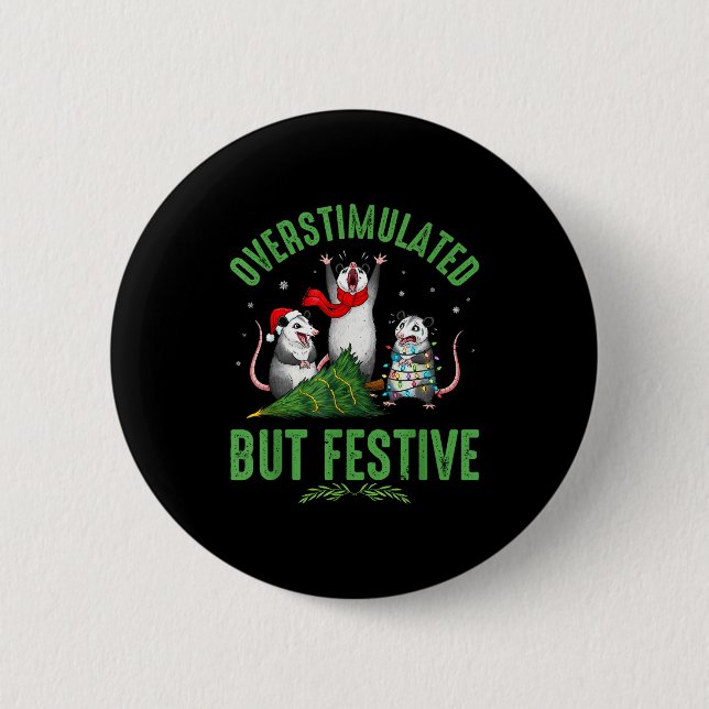 Chapa Redonda De 5 Cm Funny Overstimulated But Festive Christmas Ssum Ho (Anverso)