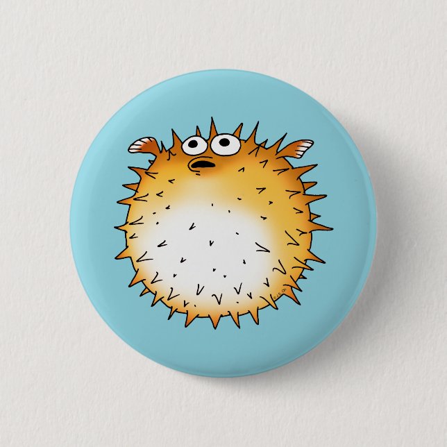 Chapa Redonda De 5 Cm Funny Personalizado Puffer Fish Design (Anverso)