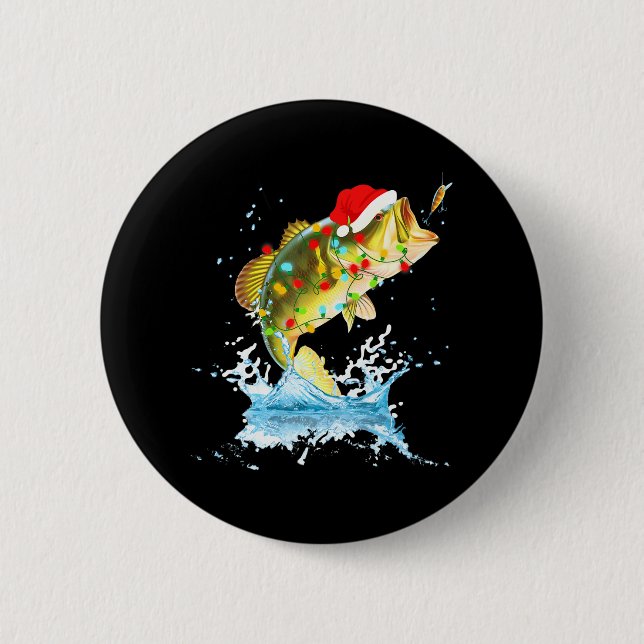 Chapa Redonda De 5 Cm Funny Pesca de Navidades de Santa Hat Pajama (Anverso)