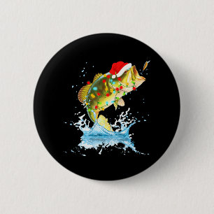 Chapa Redonda De 5 Cm Funny Pesca de Navidades de Santa Hat Pajama