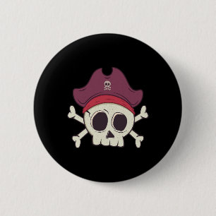 Chapa Redonda De 5 Cm Funny Pirate Skull Personalizado Halloween