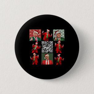 Chapa Redonda De 5 Cm Funny presidente de Qr Trump Navidades bailando da