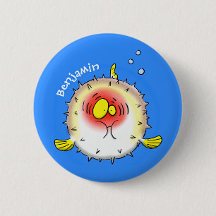 Chapa Redonda De 5 Cm Funny puffer fish porcupine fish cartoon