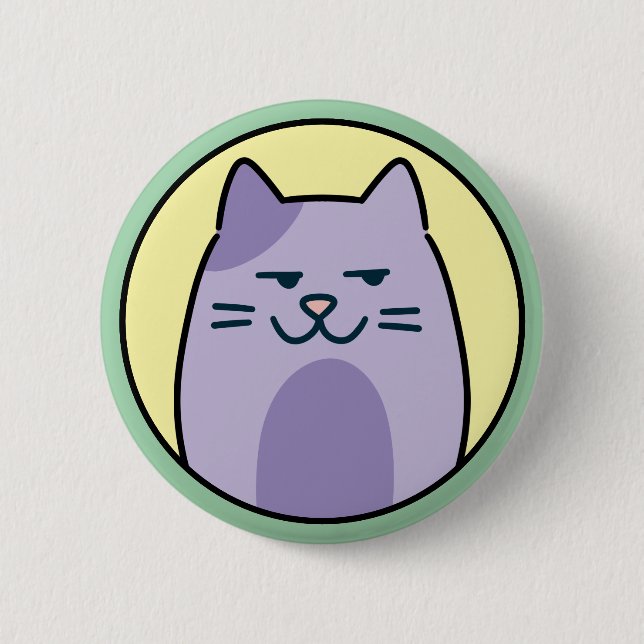 Chapa Redonda De 5 Cm Funny Purple Cat With Side Eye (Anverso)