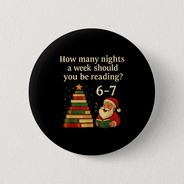 Chapa Redonda De 5 Cm Funny Reading Christmas Tree Book– Reading 6 7 Mem (Anverso)