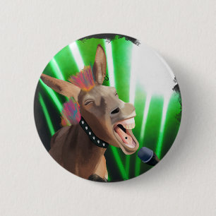 Chapa Redonda De 5 Cm Funny Rockstar Donkey