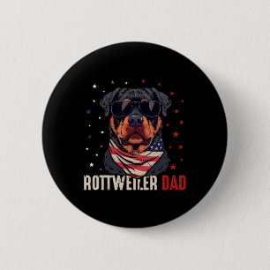 Chapa Redonda De 5 Cm Funny Rottweiler Dad Dad Usa Estrellas 4 De Julio