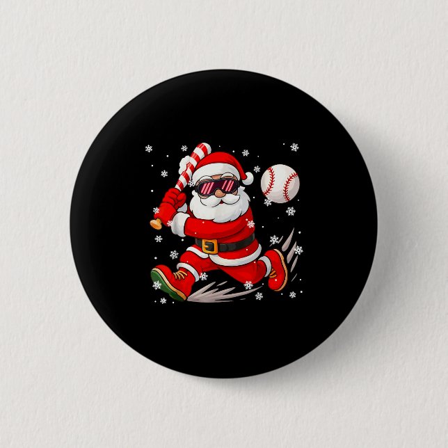 Chapa Redonda De 5 Cm Funny Santa Baseball Christmas Pajamas Xmas Men Bo (Anverso)
