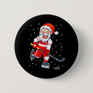 Chapa Redonda De 5 Cm Funny Santa Clause Navidades Hockey Hielo Para Niñ