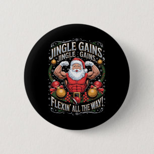 Chapa Redonda De 5 Cm Funny Santa Navidades Gym Workout Motivation Fle