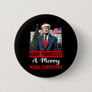 Chapa Redonda De 5 Cm Funny Santa Trump se tiene una feliz Navidad