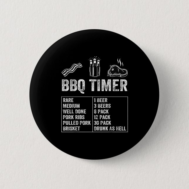 Chapa Redonda De 5 Cm Funny Saying Bbq Timer Beer Grill Dad Barbecue Dri (Anverso)