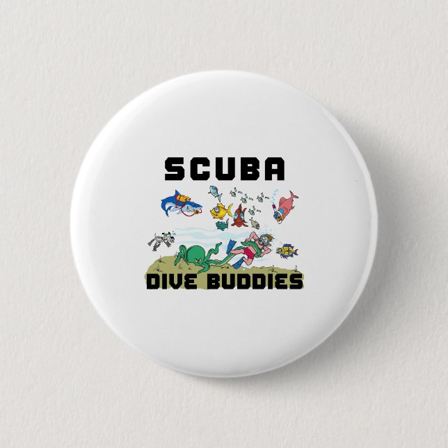 Chapa Redonda De 5 Cm Funny Scuba Dive Buddy  (Anverso)