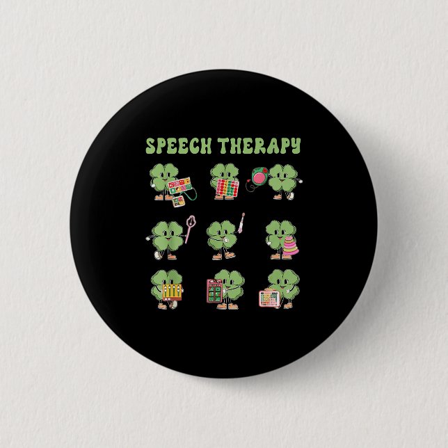 Chapa Redonda De 5 Cm Funny Shamrock Speech Therapy St Patrick's Day Slp (Anverso)