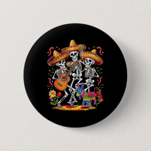 Chapa Redonda De 5 Cm Funny Skeleton Cinco De Mayo Fiesta Festival Mexic