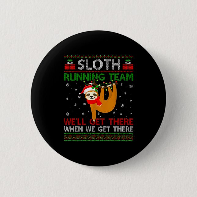 Chapa Redonda De 5 Cm Funny Sloth Running Team Xmas Lights Ugly Sloth Ch (Anverso)